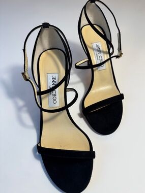 Jimmy Choo Black Suede Ankle Strap Heels